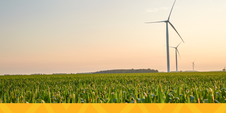 wind turbines at dusk